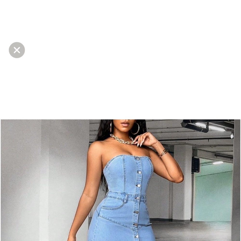 Light Wash Casual Womens Button Front Tube Denim Dress. Size IX. NWT